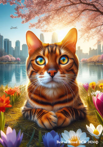 Bengal Cat -  Best of Breed DCR Spring House and Garden Flag