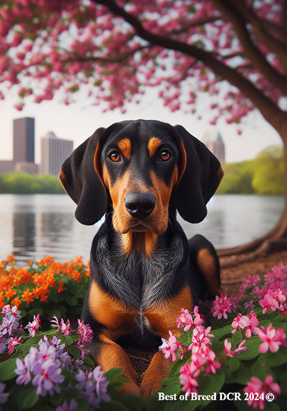 Black and Tan Coonhound -  Best of Breed DCR Spring House and Garden Flag