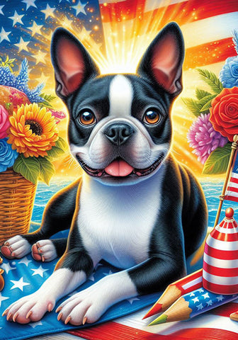 Boston Terrier - Best of Breed DCR Patriotic I Outdoor Flag