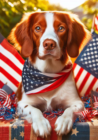 Brittany Spaniel - Best of Breed DCR Patriotic I Outdoor Flag
