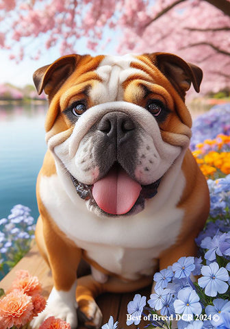 Bulldog Tan and White -  Best of Breed DCR Spring House and Garden Flag