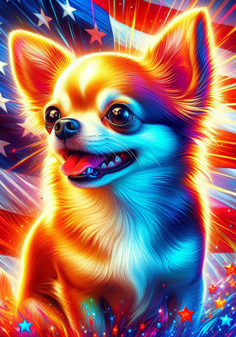 Chihuahua Longhair - Best of Breed DCR Patriotic I Outdoor Flag