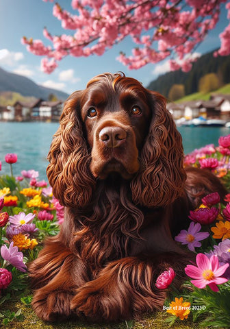Cocker Spaniel Chocolate  -  Best of Breed DCR Spring Outdoor Flag