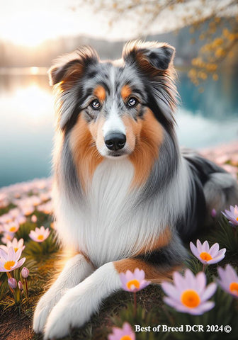 Collie Blue Merle -  Best of Breed DCR Spring House and Garden Flag