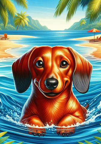 Dachshund Red  - Best of Breed DCR Summer Outdoor Flag