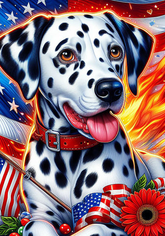 Dalmatian Black and White - Best of Breed DCR Patriotic I Outdoor Flag