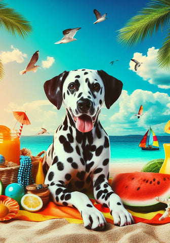 Dalmatian Black and White - Best of Breed DCR Summer Outdoor Flag