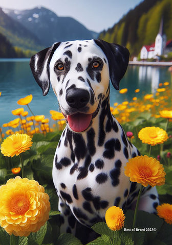 Dalmatian Black and White - Best of Breed DCR Spring Outdoor Flag