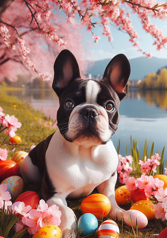 French Bulldog Black and White - Best of Breed DCR Spring Outdoor Flag