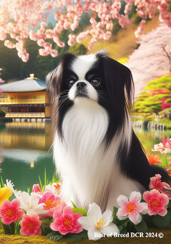 Japanese Chin Black and White  -   Best of Breed DCR Spring House and Garden Flag