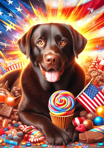 Chocolate Labrador - Best of Breed DCR Patriotic I Outdoor Flag