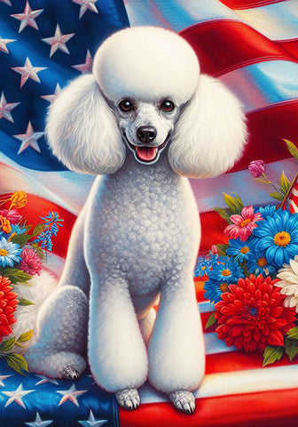 Poodle White - Best of Breed DCR Patriotic I Outdoor Flag
