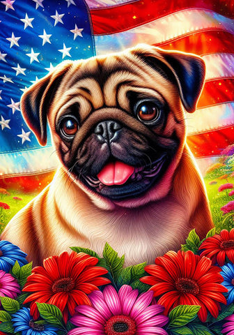 Pug Fawn - Best of Breed DCR Patriotic I Outdoor Flag