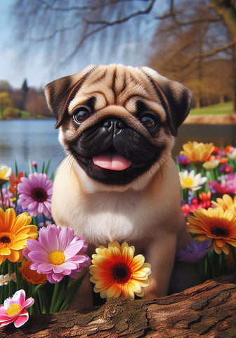 Pug Fawn - Best of Breed DCR Spring Outdoor Flag