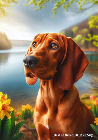 Red Bone Coonhound -  Best of Breed DCR Spring House and Garden Flag
