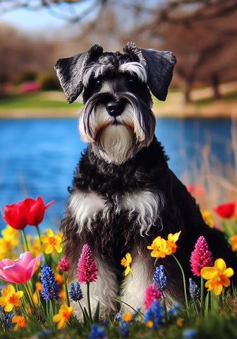 Schnauzer Black Uncropped -  Best of Breed DCR Spring Outdoor Flag