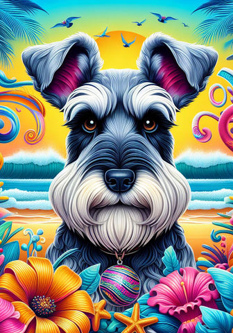 Schnauzer Grey Uncropped - Best of Breed DCR Summer Outdoor Flag