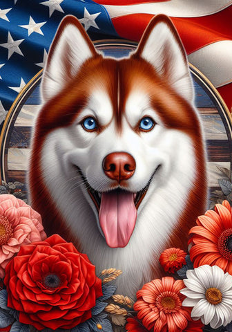 Siberian Husky Red - Best of Breed DCR Patriotic I Outdoor Flag