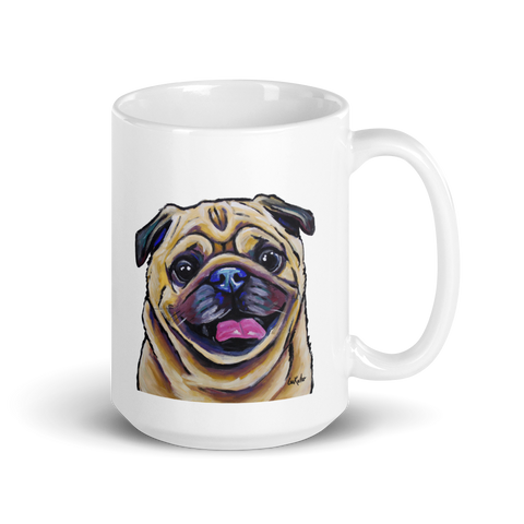 Pug Mug, Dog Coffee Mug, 15oz Pug Dog Mug