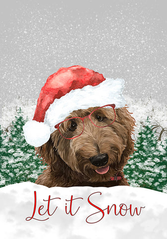 Goldendoodle Apricot - Hippie Hound Studios Christmas  House and Garden Flags