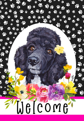 Poodle Black - Hippie Hound Studios Paw Prints  House and Garden Flags