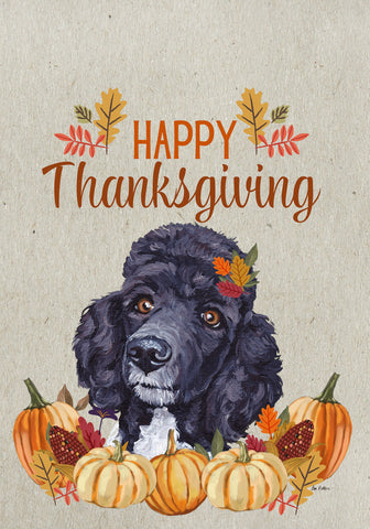 Poodle Black - Hippie Hound Studio Best of Breed Thanksgiving House and Garden Flag