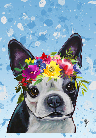Boston Terrier - Hippie Hound Studios Summer Crown  House and Garden Flags