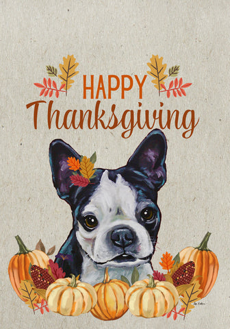 Boston Terrier - Hippie Hound Studio Best of Breed Thanksgiving House and Garden Flag