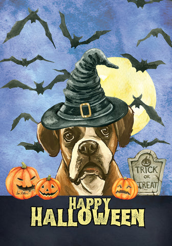 Boxer Uncropped - Hippie Hound Studio Best of Breed Halloween House and Garden Flag