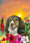Brittany Spaniel - Hippie Hound Studios Tropical Summer  House and Garden Flags