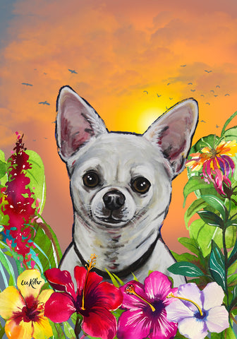 Chihuahua - Hippie Hound Studios Tropical Summer  House and Garden Flags