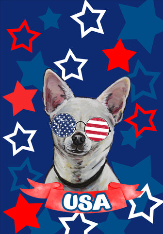 Chihuahua - Hippie Hound Studios Patriotic  House and Garden Flags