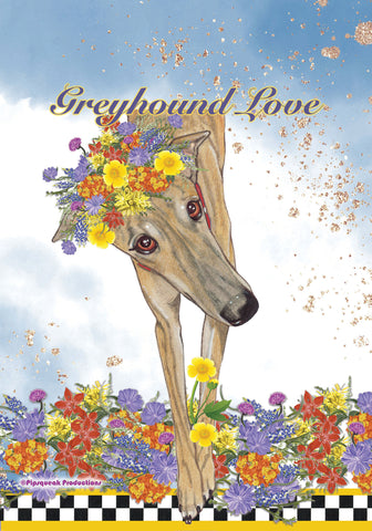 Greyhound Brindle GFS518   Pipsqueak Productions Outdoor Floral Flag