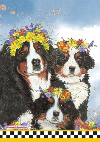 Bernese Mountain Dog GFS559   Pipsqueak Productions Outdoor Floral Flag