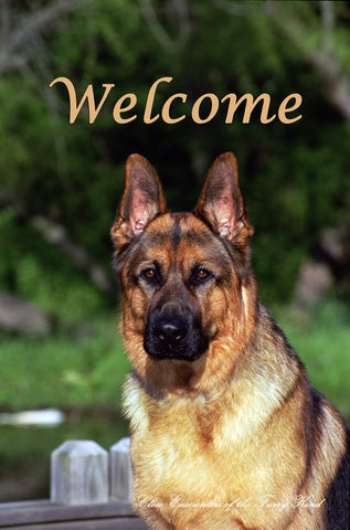 German Shepherd - Close Encounters of the Furry Kind Welcome  House and Garden Flags