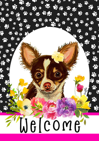 Chihuahua Gizmo r - Hippie Hound Studios Paw Prints  House and Garden Flags