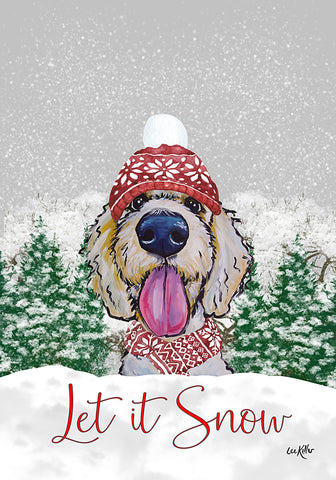 Goldendoodle  - Hippie Hound Studios Christmas  House and Garden Flags