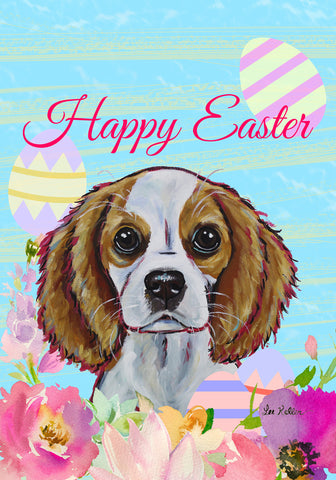 Cavalier King Charles Spaniel - Hippie Hound Studios Easter  House and Garden Flags