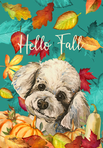 Maltese - Hippie Hound Studios Fall Leaves  House and Garden Flags