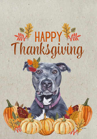 Pit Bull Blue - Hippie Hound Studio Best of Breed Thanksgiving House and Garden Flag