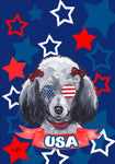 Poodle Grey - Hippie Hound Studios Patriotic  House and Garden Flags