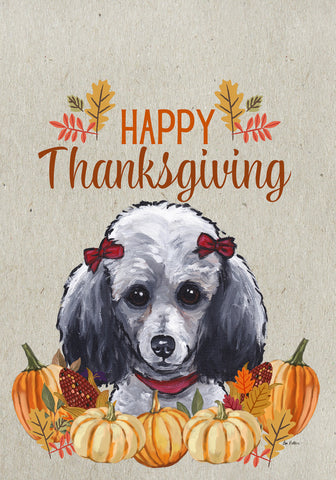 Poodle Grey - Hippie Hound Studio Best of Breed Thanksgiving House and Garden Flag