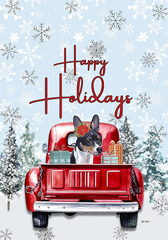 Rat Terrier - Hippie Hound Studios Holiday  House and Garden Flags