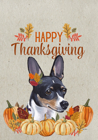 Rat Terrier - Hippie Hound Studios Thanksgiving  House and Garden Flags