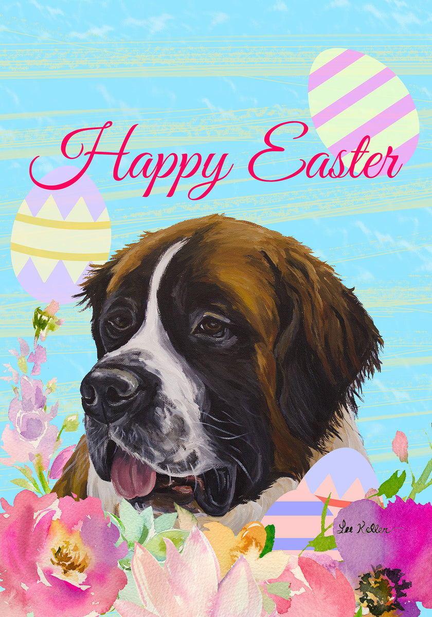 Saint Bernard - Hippie Hound Studios Easter House And Garden Flags