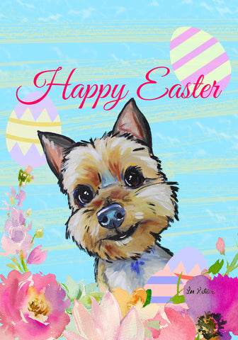 Yorkie - Hippie Hound Studios Easter  House and Garden Flags