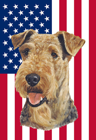 Airedale - Best of Breed American Flags House and Garden Size