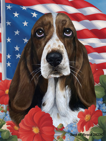 Basset Hound - Best of Breed All-American Patriotic I Outdoor Flag