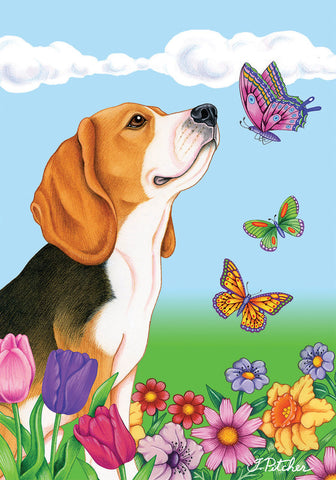Beagle - Best of Breed Butterfly Outdoor Flag
