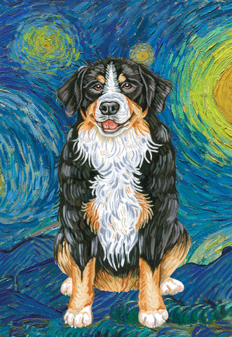 Bernese Mountain Dog -  Tomoyo Pitcher Van Gogh Outdoor Flag